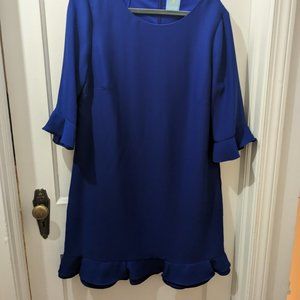 CeCe / 12 / Blue ruffle dress / 3/4 length sleeves / vibrant cobalt color